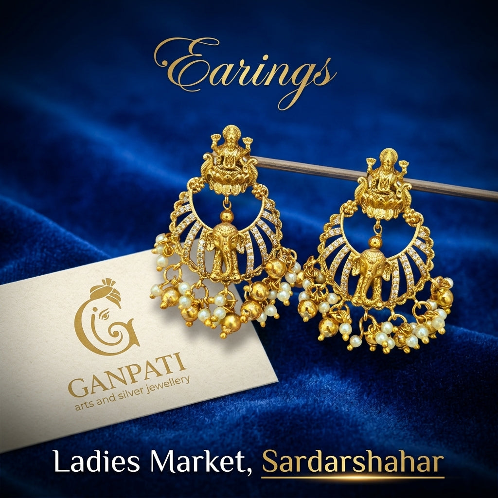 Traditional Lakshmi Elephant Pearl Earrings