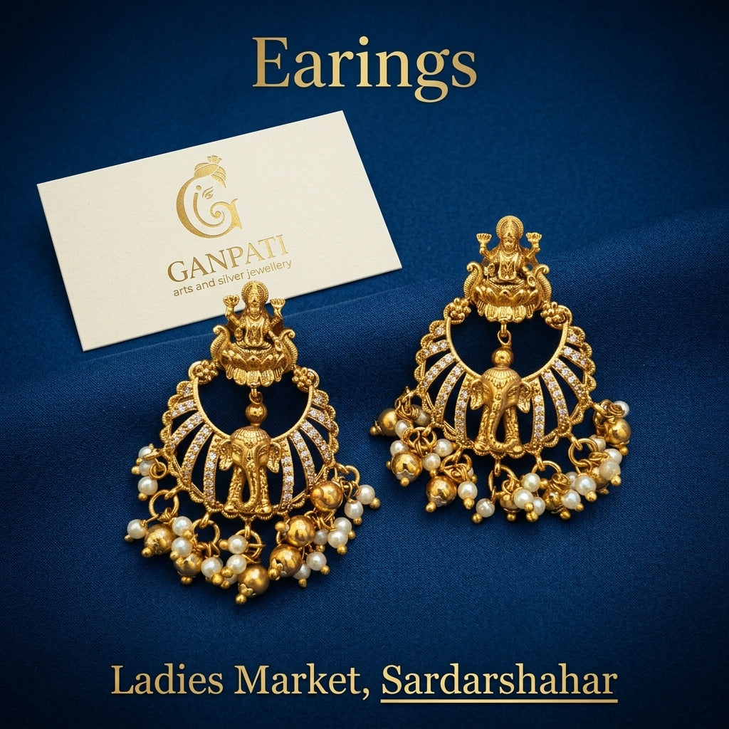 Traditional Lakshmi Elephant Pearl Earrings