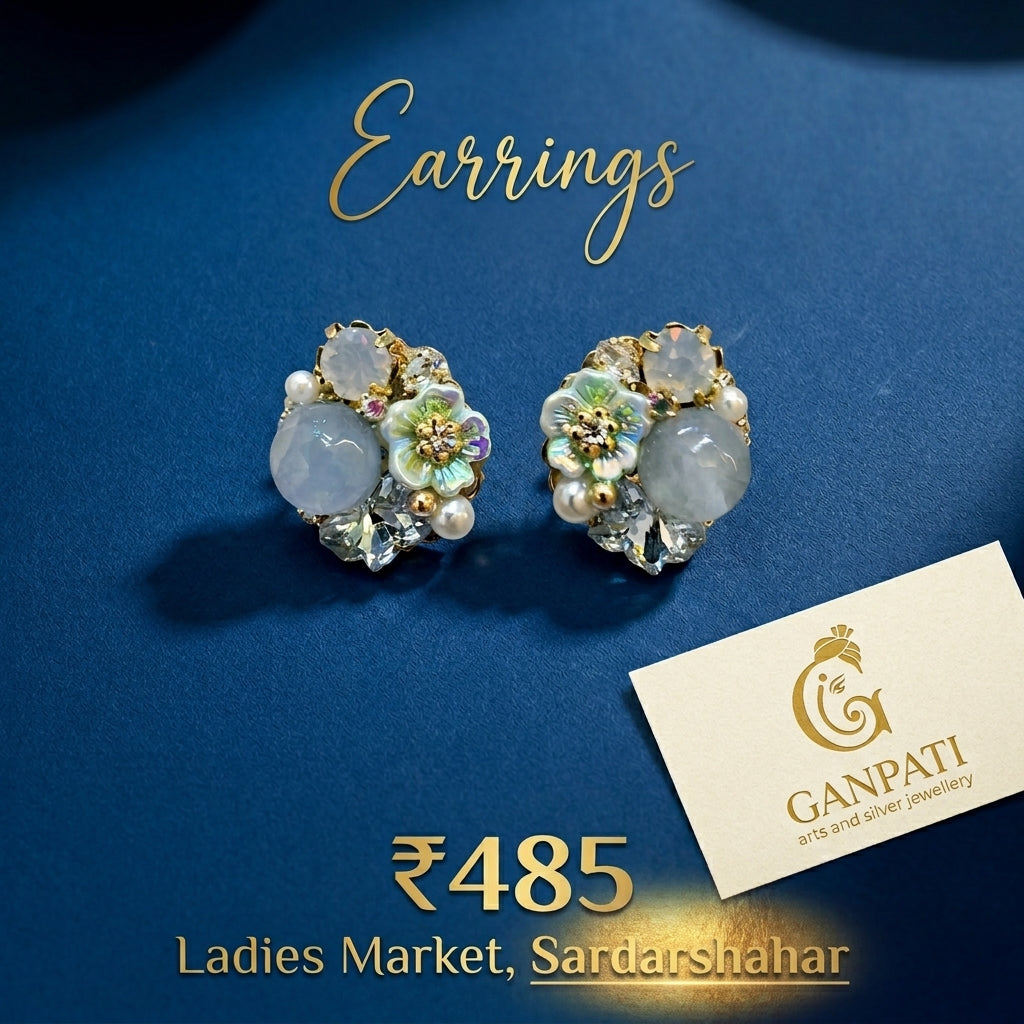 Floral Pearl Stone Earrings