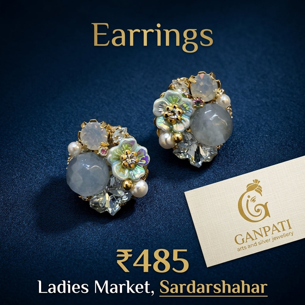 Floral Pearl Stone Earrings