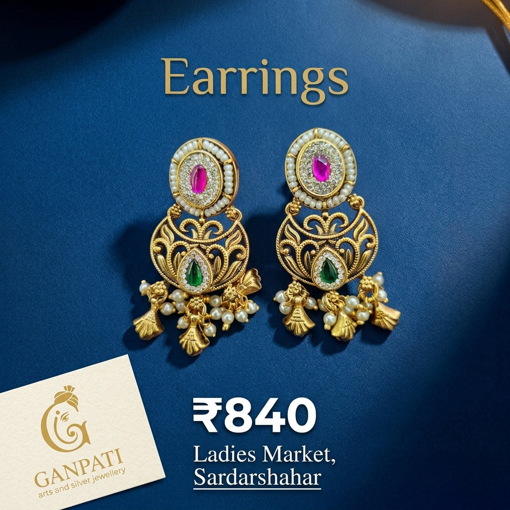 Traditional Stone Work Designer Earrings