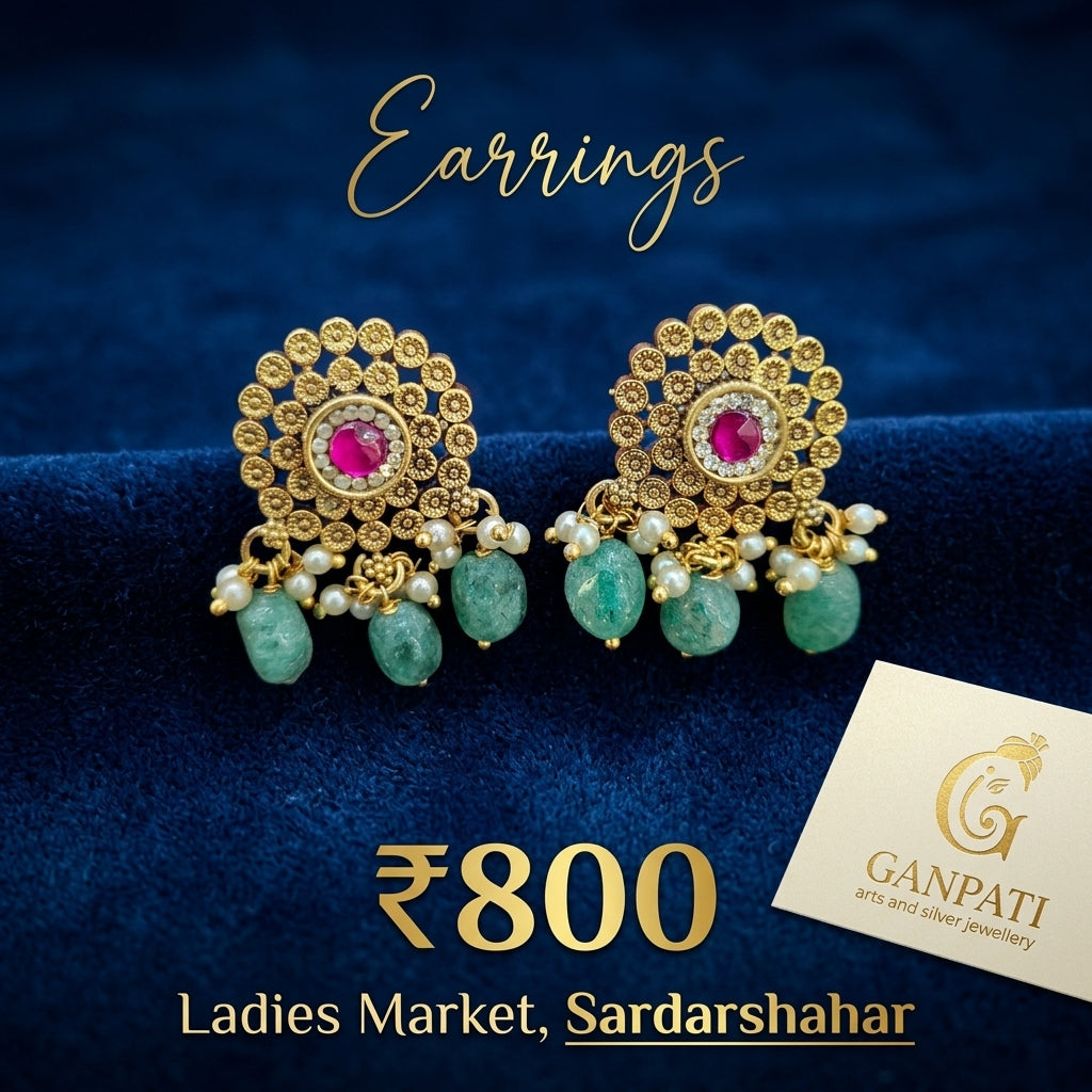 Traditional Stone & Pearl Designer Earrings