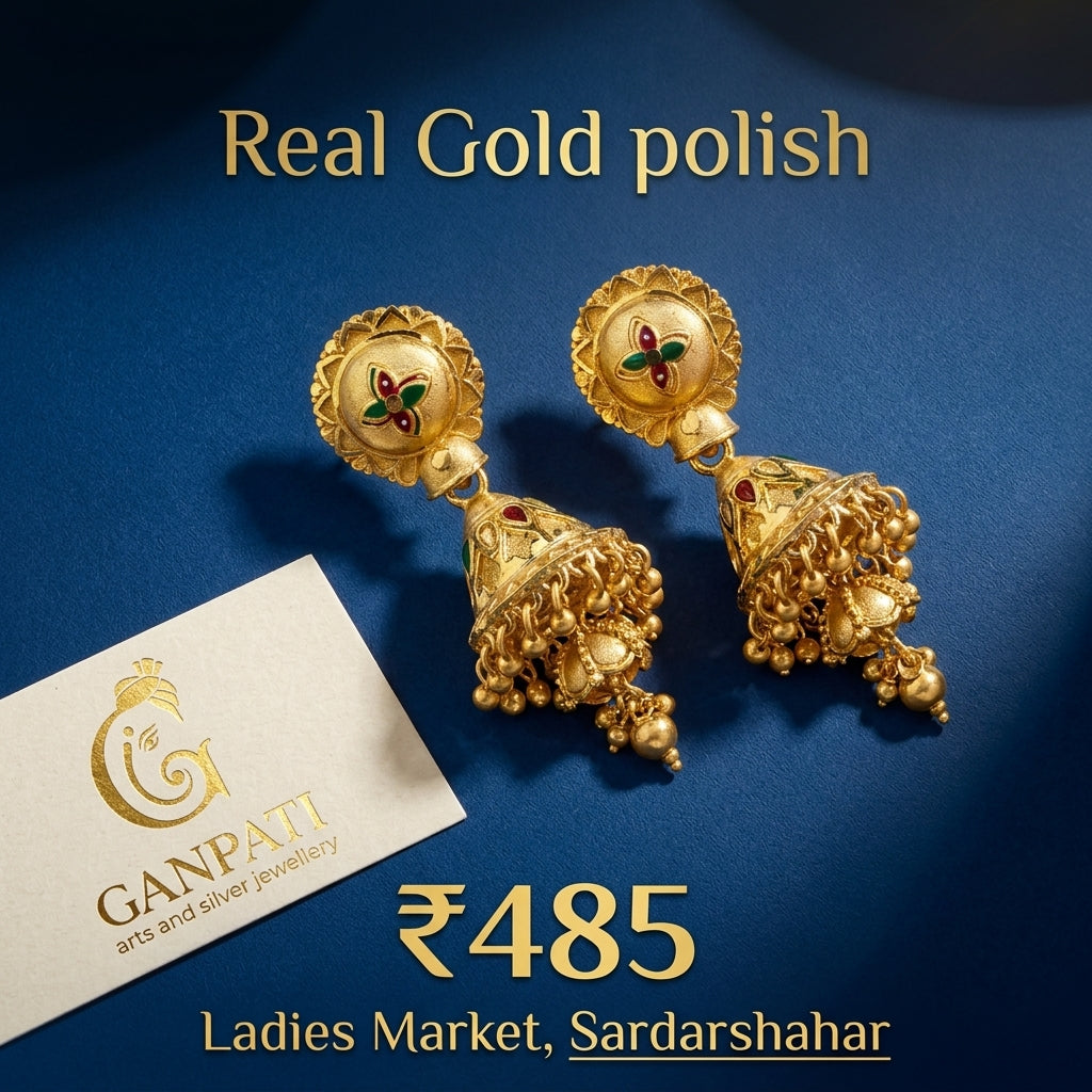 Traditional Gold Polish Jhumka Earrings