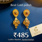 Traditional Gold Polish Jhumka Earrings (Meenakari Work)