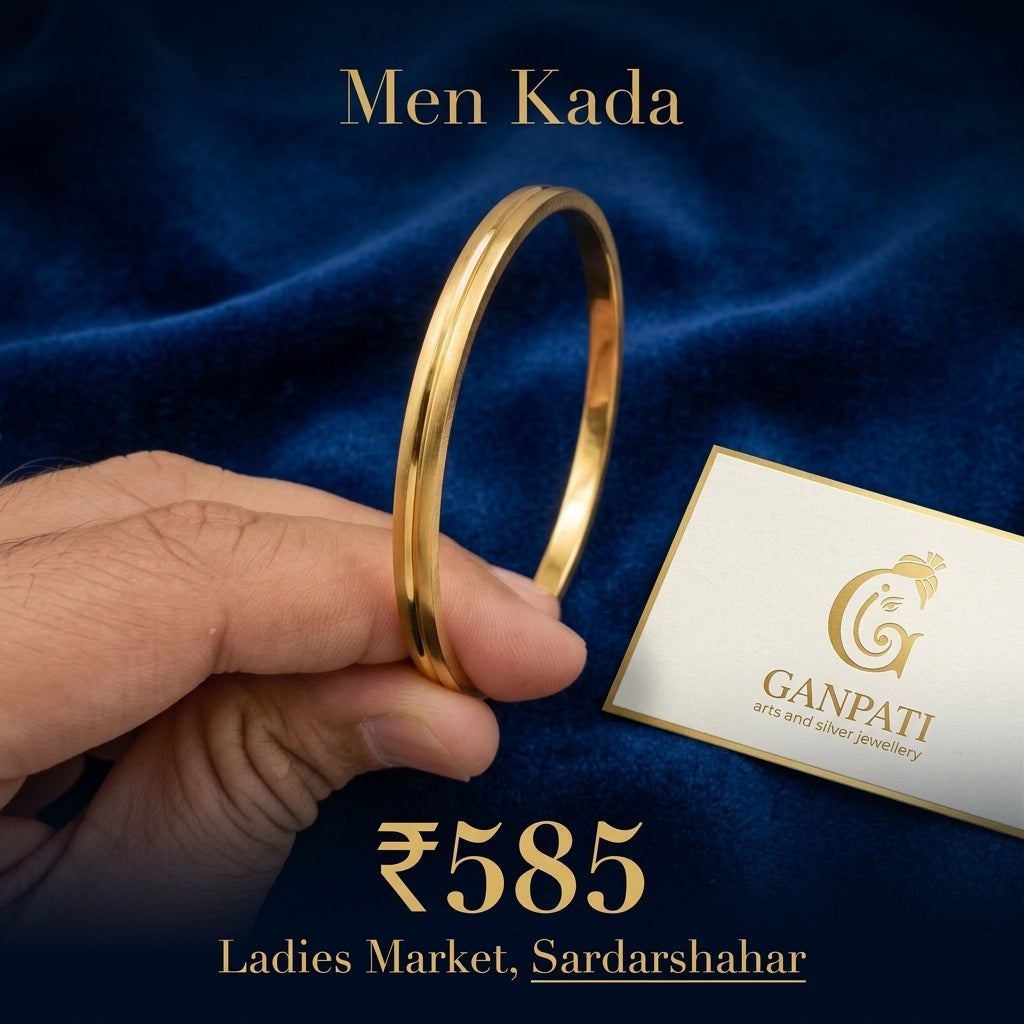 Sleek Plain Men’s Kada (Gold Finish)