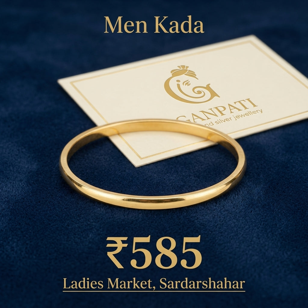 Sleek Plain Men’s Kada (Gold Finish)
