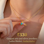 Multicolor Fish Charm Pendant Necklace (Gold Tone)