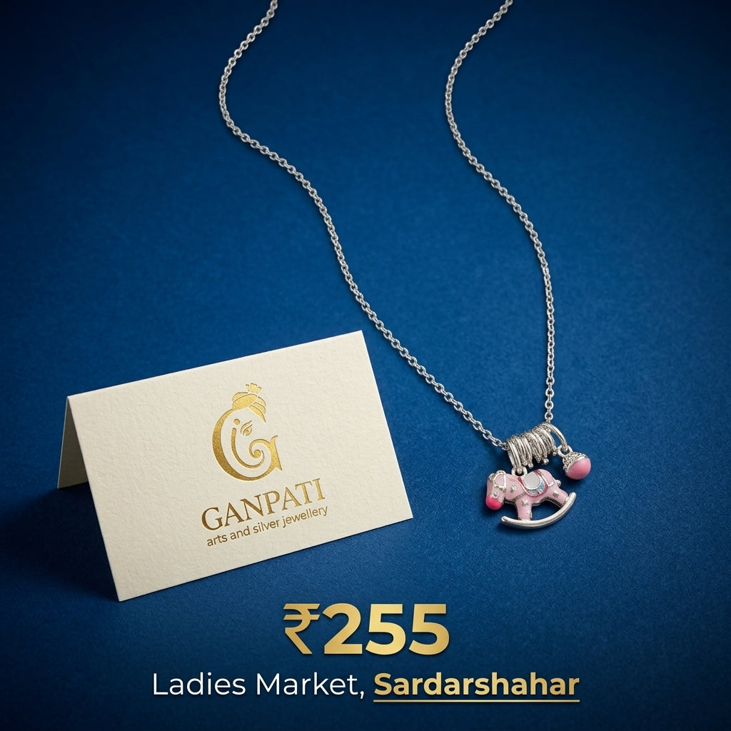 Cute Horse Charm Pendant Necklace (Silver Tone)