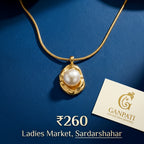 Pearl Drop Statement Pendant Necklace (Gold Tone)