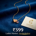 Double Heart Crystal Pendant Necklace (Gold Tone)