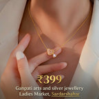 Double Heart Crystal Pendant Necklace (Gold Tone)