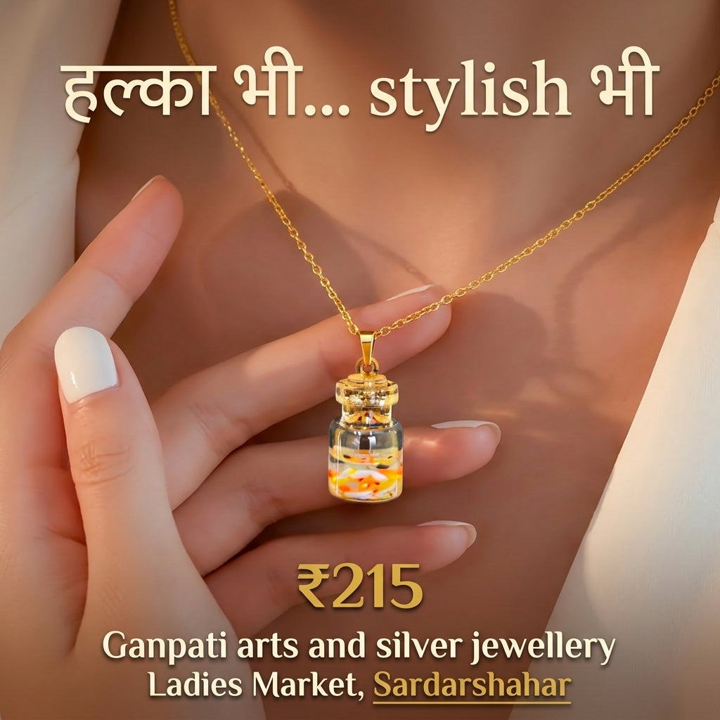 Minimal Glass Bottle Pendant Necklace (Golden Chain)