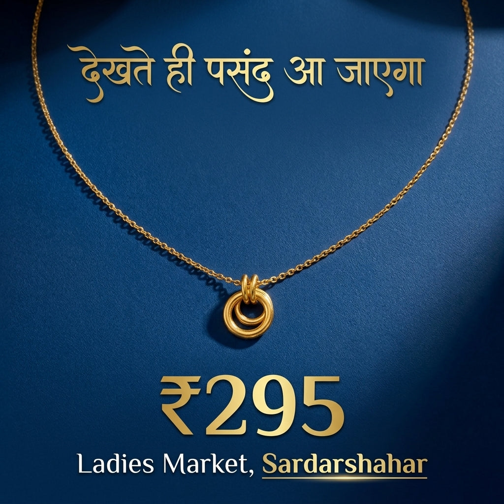 Dual Ring Minimal Pendant Necklace (Gold Tone