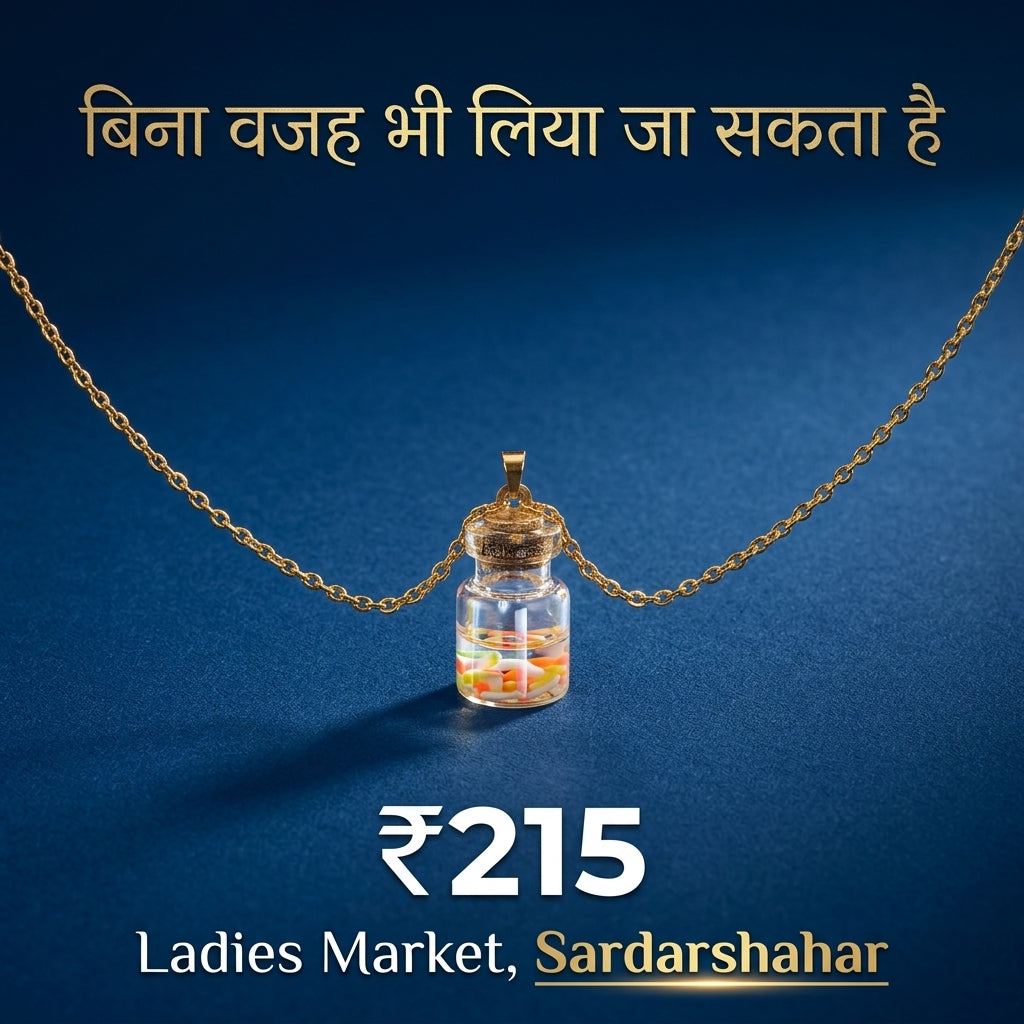 Minimal Glass Bottle Pendant Necklace (Golden Chain)