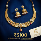 Traditional Gold Polish Necklace Set with Meenakari & Pearl Detailing