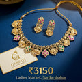 Traditional Stone Work Necklace Set with Earrings