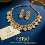 Traditional Stone Work Necklace Set with Earrings