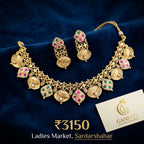 Traditional Stone Work Necklace Set with Earrings