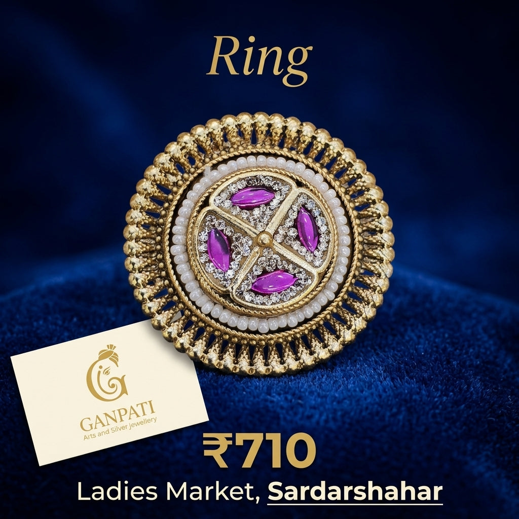 Traditional Circular Designer Ring (Pink Stone Detailing)