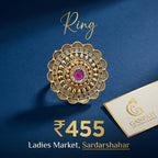 Traditional Round Designer Ring (Pink Stone Center)