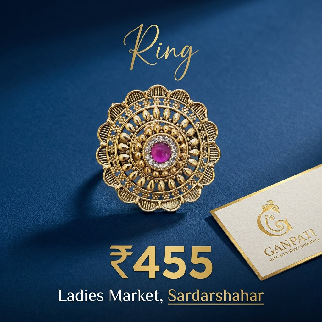 Traditional Round Designer Ring (Pink Stone Center)