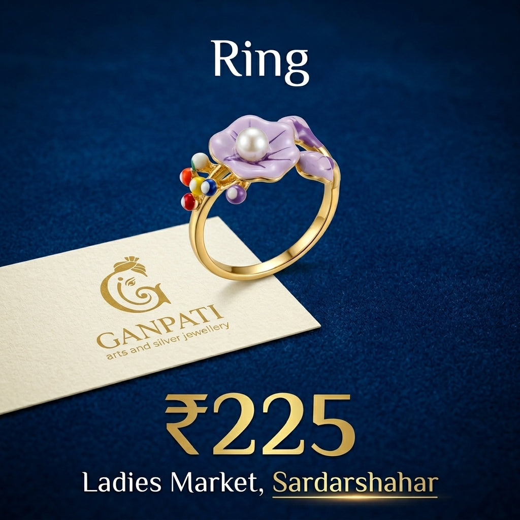 Adjustable size Floral Pearl Designer Ring