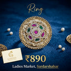 Traditional Floral Statement Ring (Multi-Color Stone Detailing)