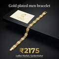 Gold Plated Men Bracelet (Patterned Link Design)