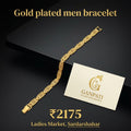 Gold Plated Men Bracelet (Textured Link Design)