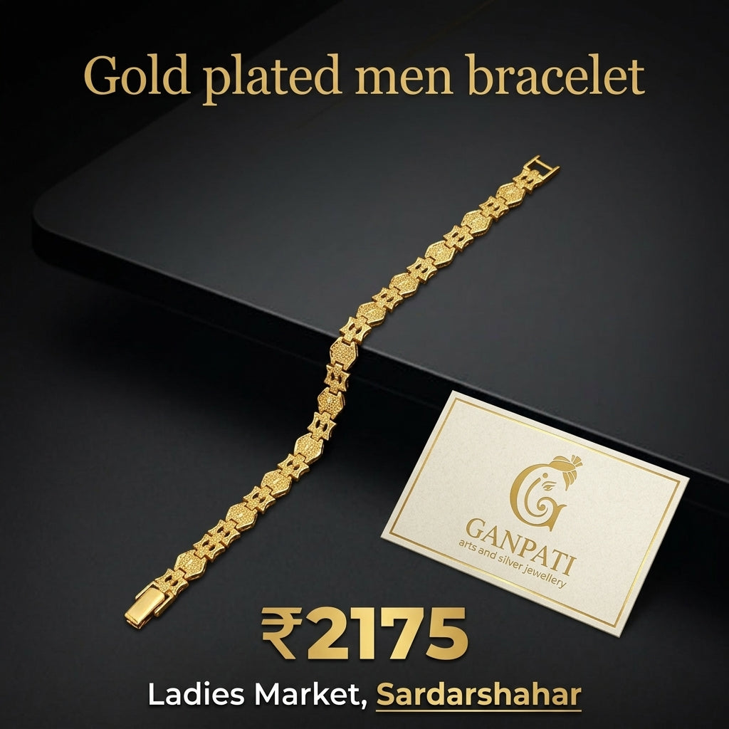 Gold Plated Men Bracelet (Premium Link Design)