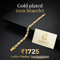 Gold Plated Men Bracelet (Stone Detail Link Design)