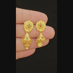 Traditional Gold Polish Jhumka Earrings (Meenakari Work)