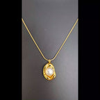 Pearl Drop Statement Pendant Necklace (Gold Tone)