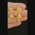 Real Gold Polish Traditional Jhumka Earrings (Meenakari Work)