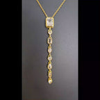 Elegant Drop Crystal Pendant Necklace (Gold Tone)