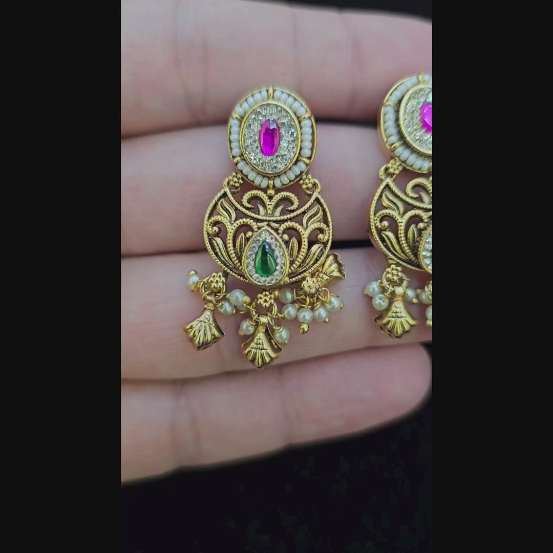 Traditional Stone Work Designer Earrings