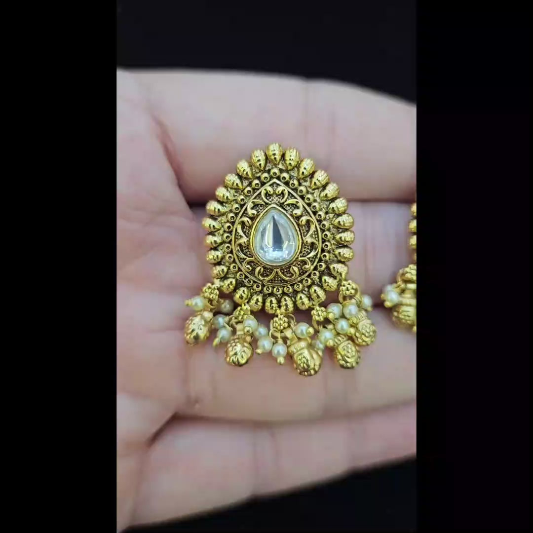 Traditional Kundan Pearl Designer Earrings
