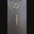 Layered Mangalsutra Style Heart & Dagger Pendant Necklace
