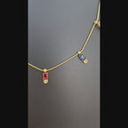 Multi Stone Drop Pendant Necklace with Stud Earrings Set