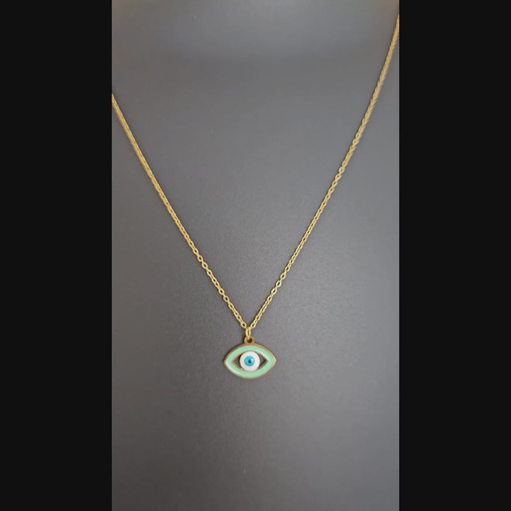 Evil Eye Protection Pendant Necklace (Gold Tone)