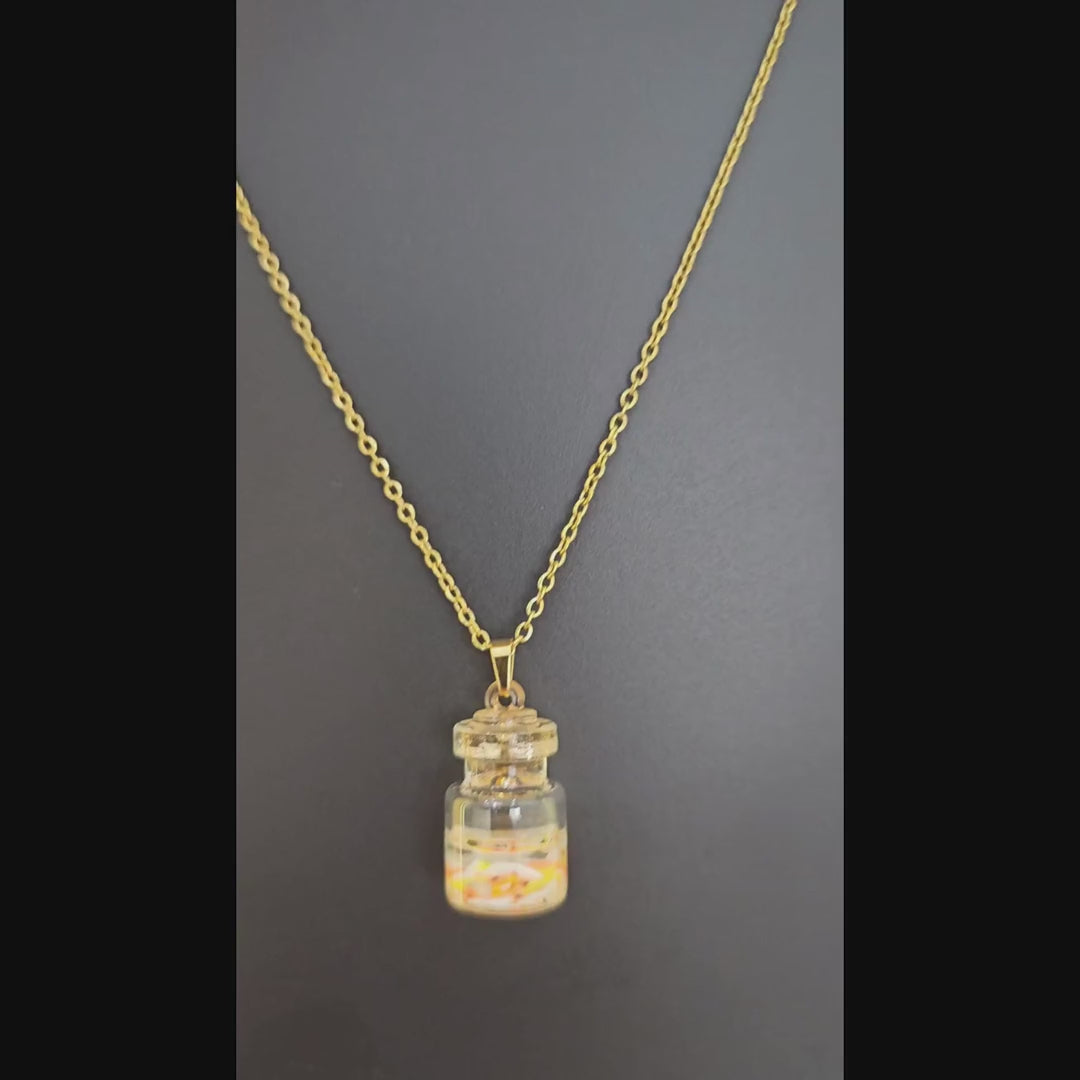 Minimal Glass Bottle Pendant Necklace (Golden Chain)