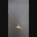 Multicolor Fish Charm Pendant Necklace (Gold Tone)