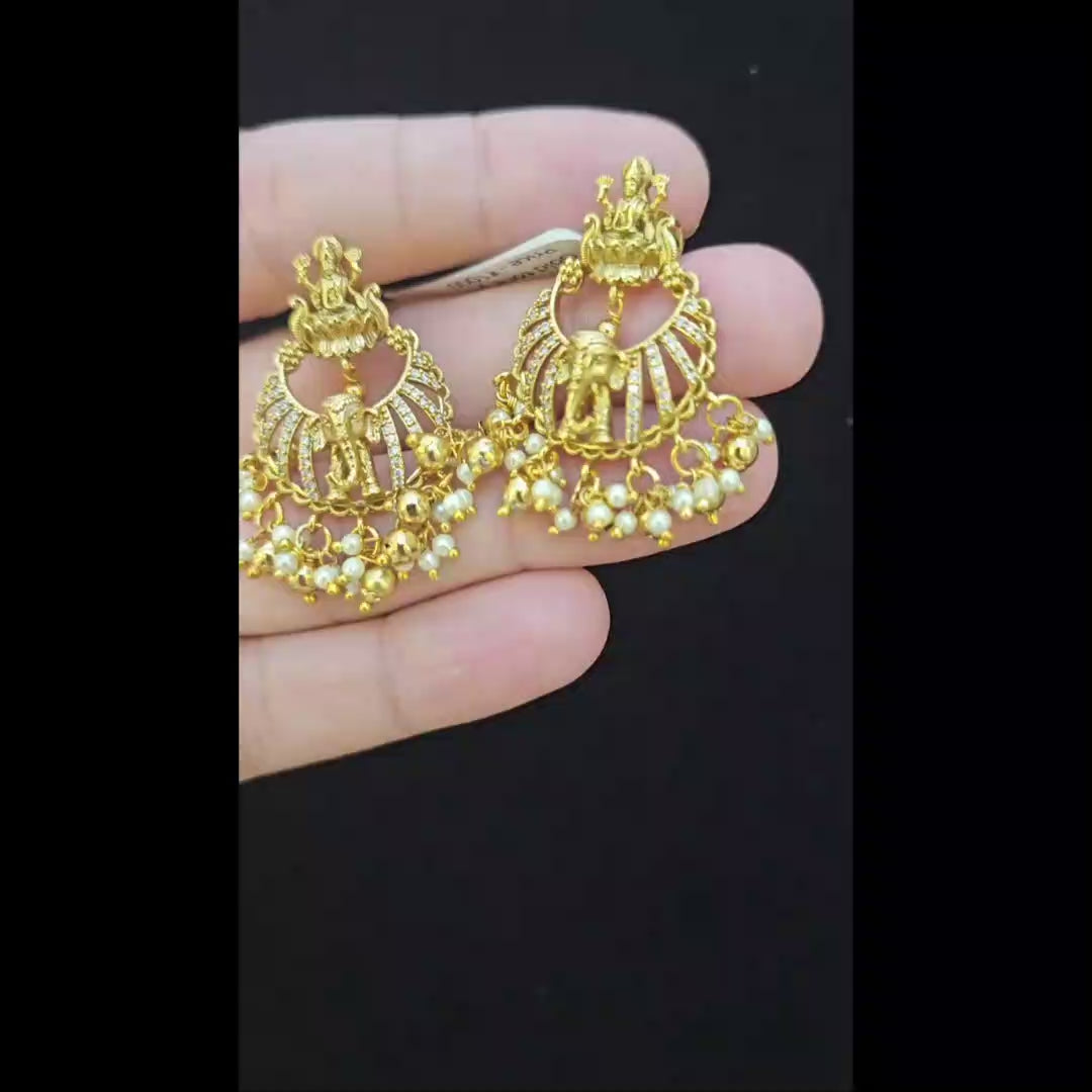 Traditional Lakshmi Elephant Pearl Earrings