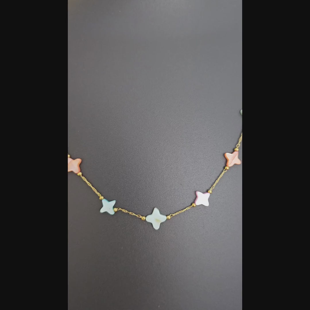 Pastel Charm Beaded Necklace (Gold Chain)