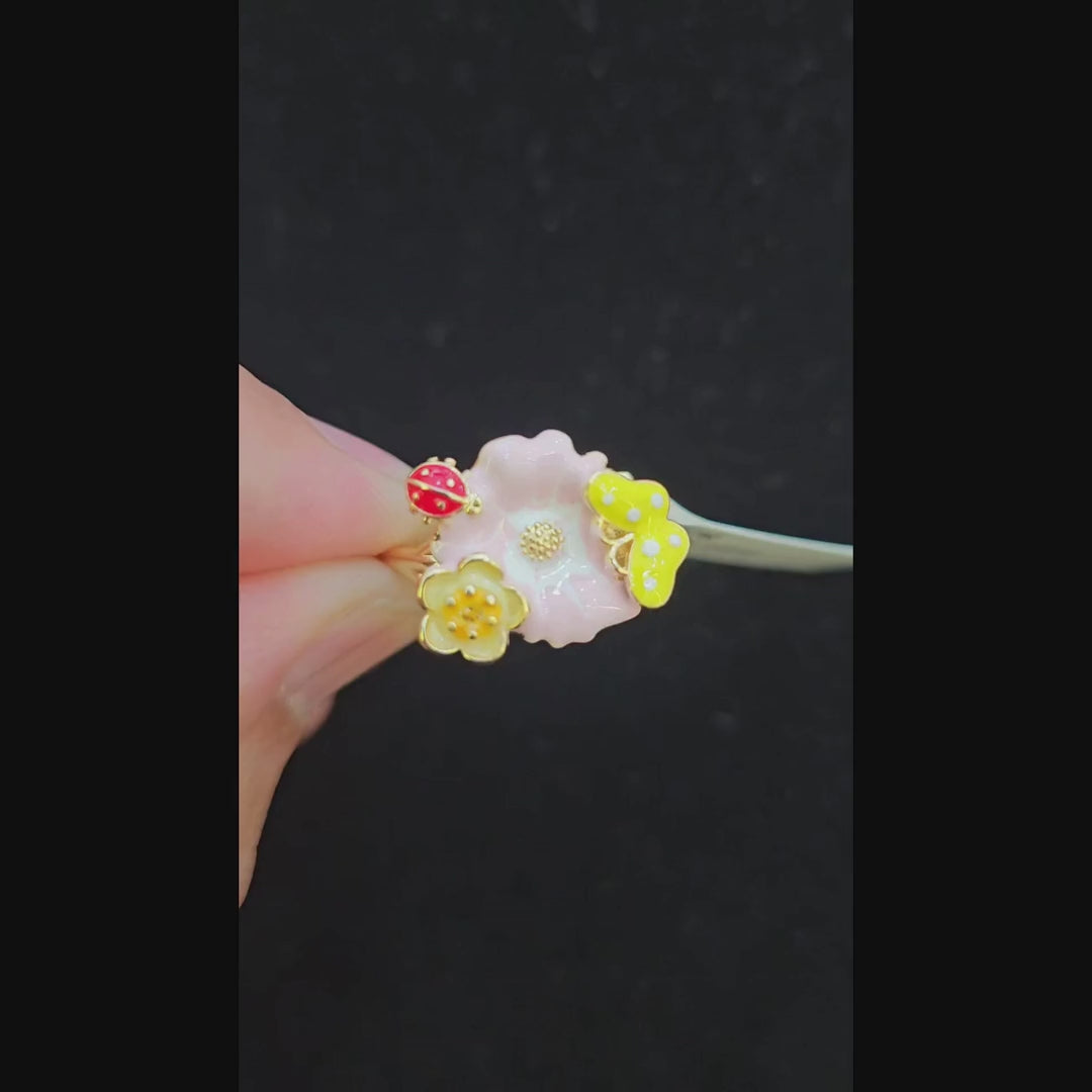 Adjustable Cute Floral Ring